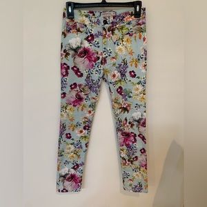 GIRONACCI Floral slim fit pants made in Italy. Italian size 38/US size Small